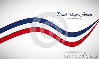 Happy commonwealth day of British Virgin Islands. Abstract shiny wavy British Virgin Islands flag background with text typography. Vector Illustration
