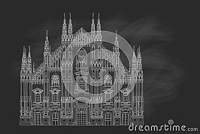 Duomo cathedral in Milan. Vector sketch. Vector Illustration