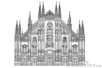 Duomo cathedral in Milan. Vector sketch. Vector Illustration