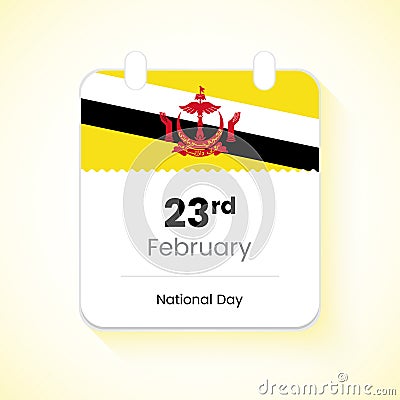 23rd February Independence day of Brunei. Country calendar concept vector Vector Illustration