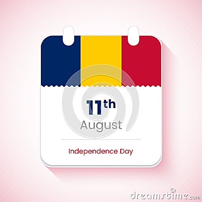 11th August Independence day of Chad calendar. Artistic flat concept illustration Vector Illustration