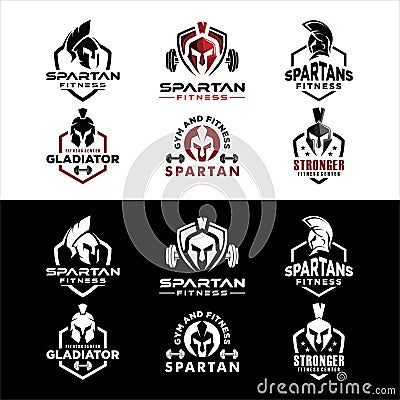 Set of Spartan Fitness And Gym Logo Vector Vector Illustration