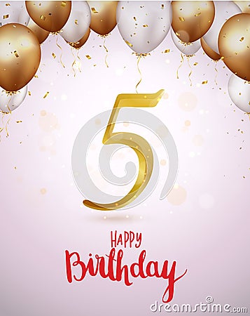 Happy birthday celebrations with number and balloons Vector Illustration
