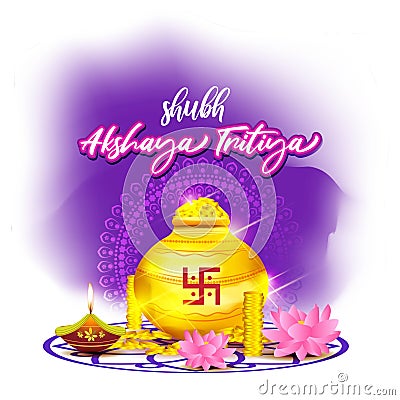 Vector illustration concept of Shubh Akshaya Tritiya greeting. Vector Illustration