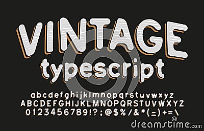 Vintage alphabet font. Hand drawn letters, numbers and symbols. Uppercase and lowercase. Vector Illustration