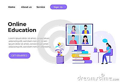 Modern flat design concept Illustration of Online Education Landing page Vector Illustration