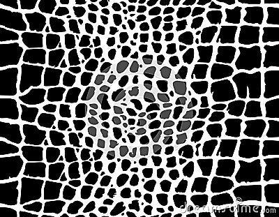 Seamless texture of snake, reptile, crocodile. repeating black and white Vector Illustration