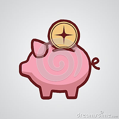 Vector Illustration of piggy bank, cute piggy bank. Vector Illustration
