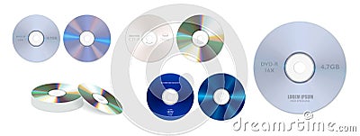 Set of realistic dvd high speed or cd disc isolated or stack of compact disc realistic storage disc concept. eps 10 vector Stock Photo