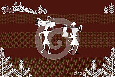 Indian Trible Art: farmers walking in farm Stock Photo