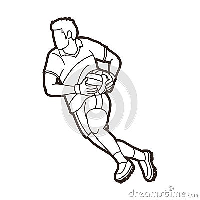 Gaelic Football Male Player Vector Outline Vector Illustration