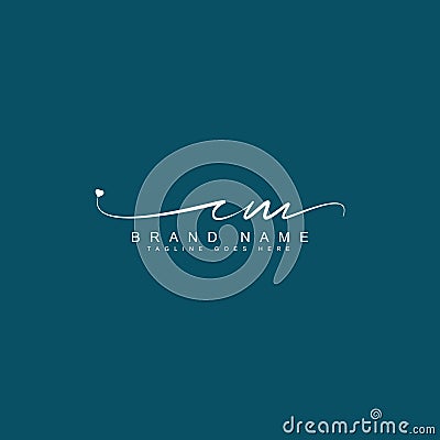 CM Logo - Handwritten Signature Logo for Initial Letter Vector Illustration