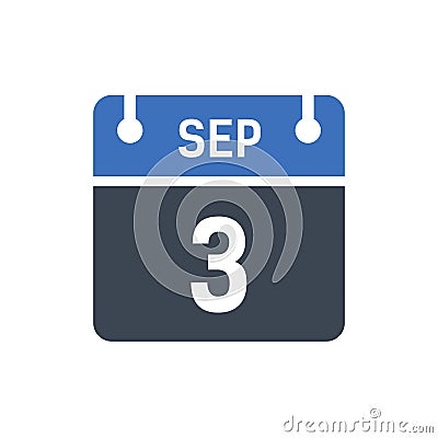September 3 Calendar, date, interface, time icon, Web, internet, setting, time, calendar, change, date Calendar Date Icon Vector Illustration