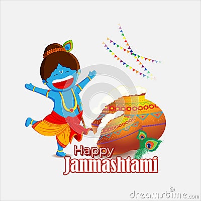 Vector illustration concept of Happy Janmashtami. Vector Illustration