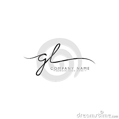 Initial Letter GL Logo - Handwritten Signature Style Vector Illustration