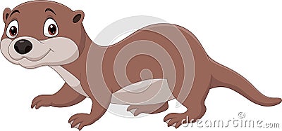 Cartoon cute otter isolated on white background Vector Illustration