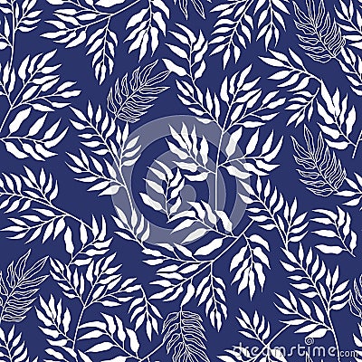 Minimalist botanical leaf seamless pattern. Vector Illustration