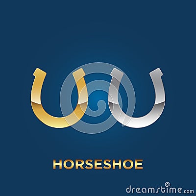 Gold and silver horseshoe logo Vector Illustration