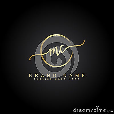 Initial Letter MC Logo - Handwritten Signature Vector Illustration