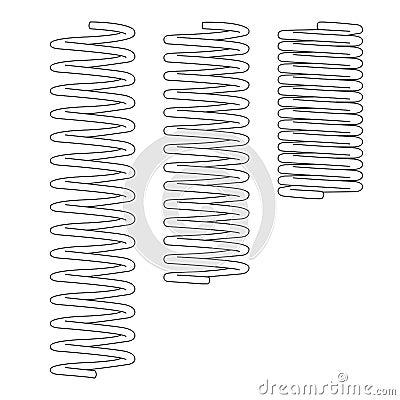 Metal coil springs . Spiral Flexible Wire. Metal Spiral. coil spring isolated on white background Vector Illustration