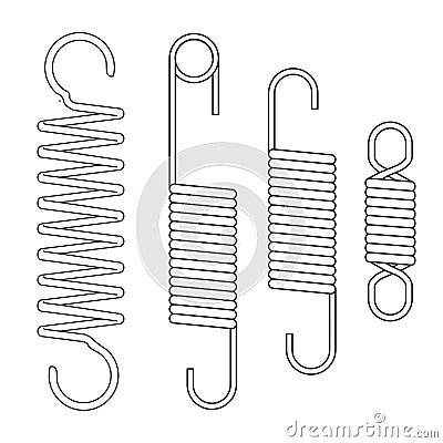 Metal coil springs . Spiral Flexible Wire. Metal Spiral. coil spring isolated on white background Vector Illustration