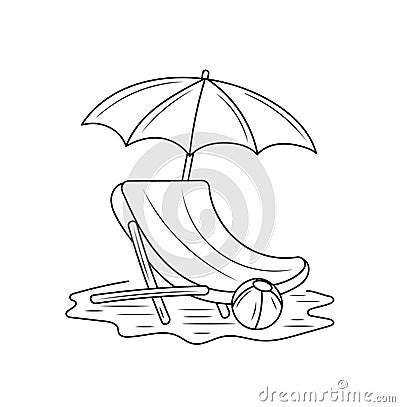 Beach Chair Line Icon, Vacation and holiday vector illustration Cartoon Illustration