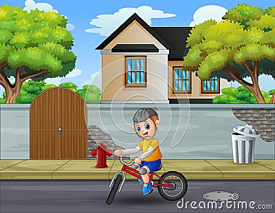 Cyclist driving in the countryside Vector Illustration