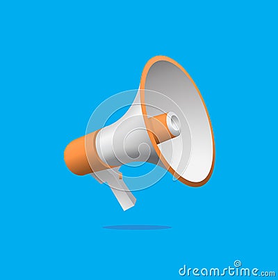 Orange megaphone icon design. Spread your voice and messages. Cartoon Illustration