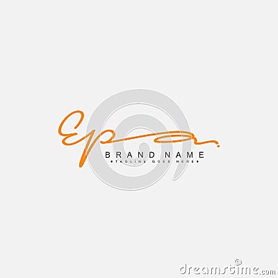 Initial Letter EP Logo - Handwritten Signature Style Logo Vector Illustration