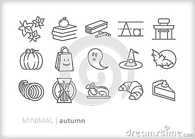 Autumn icon set for the fall months of the year Vector Illustration