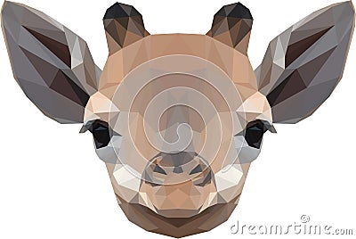 Low poly baby giraffe head Vector Illustration