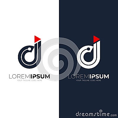 Abstract letter D logo and play design technology Vector Illustration