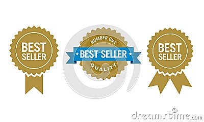 Simple top seller badge icon set. Vector Illustration