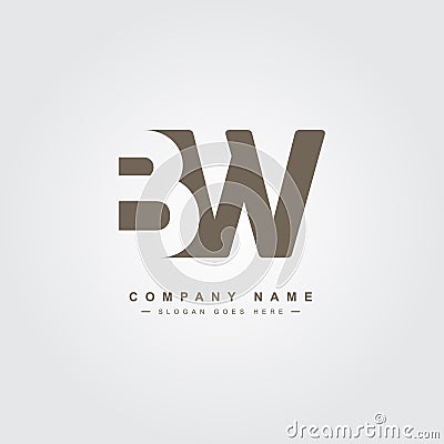 Initial Letter BW Logo - Minimal Vector Logo Vector Illustration
