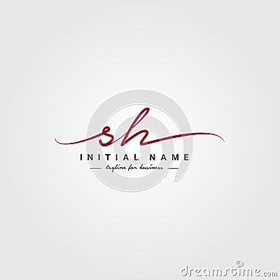 Initial Letter SH Logo - Handwritten Signature Style Logo Vector Illustration