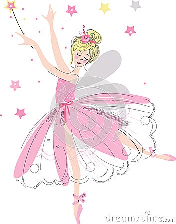 dancing fairy ballerina illustration Vector Illustration