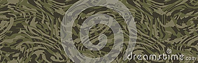 Camouflage seamless pattern. Camo background, curved wavy stripped. Military print for design, wallpaper, textile. Vector i Vector Illustration