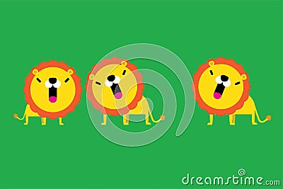 Cute cartoon lions Vector Illustration