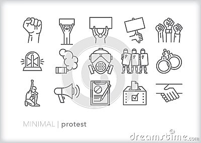 Protest icons for raising voices against injustice Vector Illustration