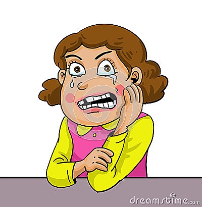 The girl suffers from a toothache Vector Illustration