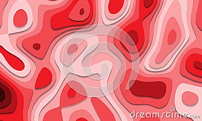 Abstract red tone paper cut layers overlap art background texture vector Vector Illustration