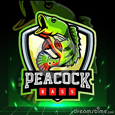 Peacock bass fish mascot. esport logo design Vector Illustration