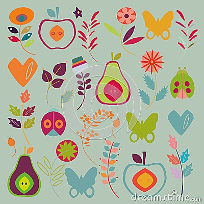 PrintColorful patterns in the form of patterns and flowers Vector Illustration