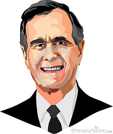 41st United States President George HW Bush Vector Illustration