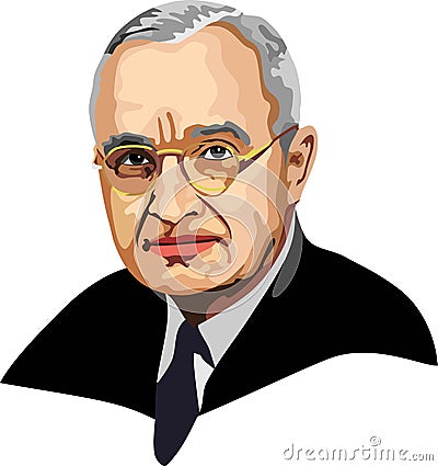 33rd United States of America President Harry S Truman Vector Illustration