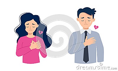 Man and woman feel sad because of heart broken and lonely. Stock Photo