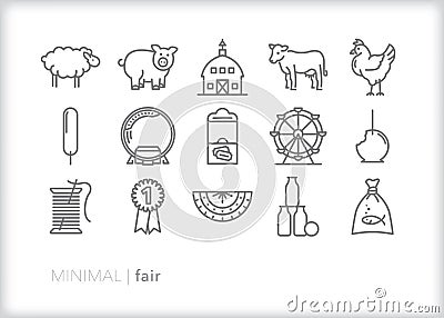 Fair icons of animals, crafts and objects at a state or county fair Vector Illustration