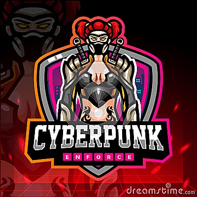 Cyber punk mascot. esport logo design Vector Illustration
