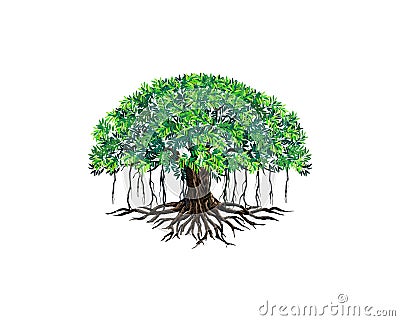 Banyan tree logo template image Vector Illustration