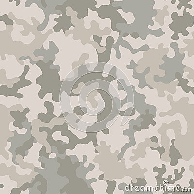 Seamless vector camouflage pattern. Military camouflage texture. Light brown soldier desert camo. Fabric textile print designs. Vector Illustration